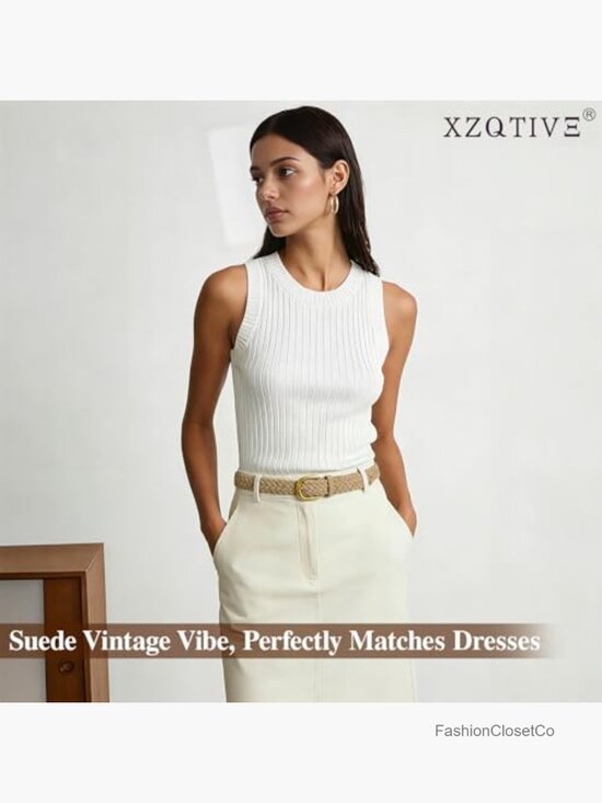 Braided Suede Belt with Gold Buckle - Adjustable Woven No-Hole Fit for Dresses main image 4